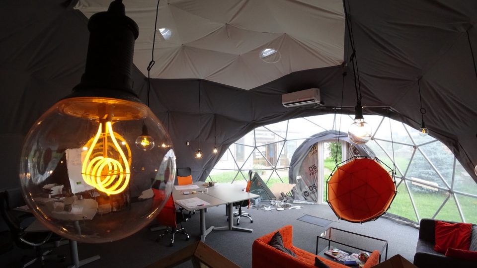 Expositional Portable Bungalow Work Studio 50m2 | Geodesic Dome, Vilnius, Lithuania