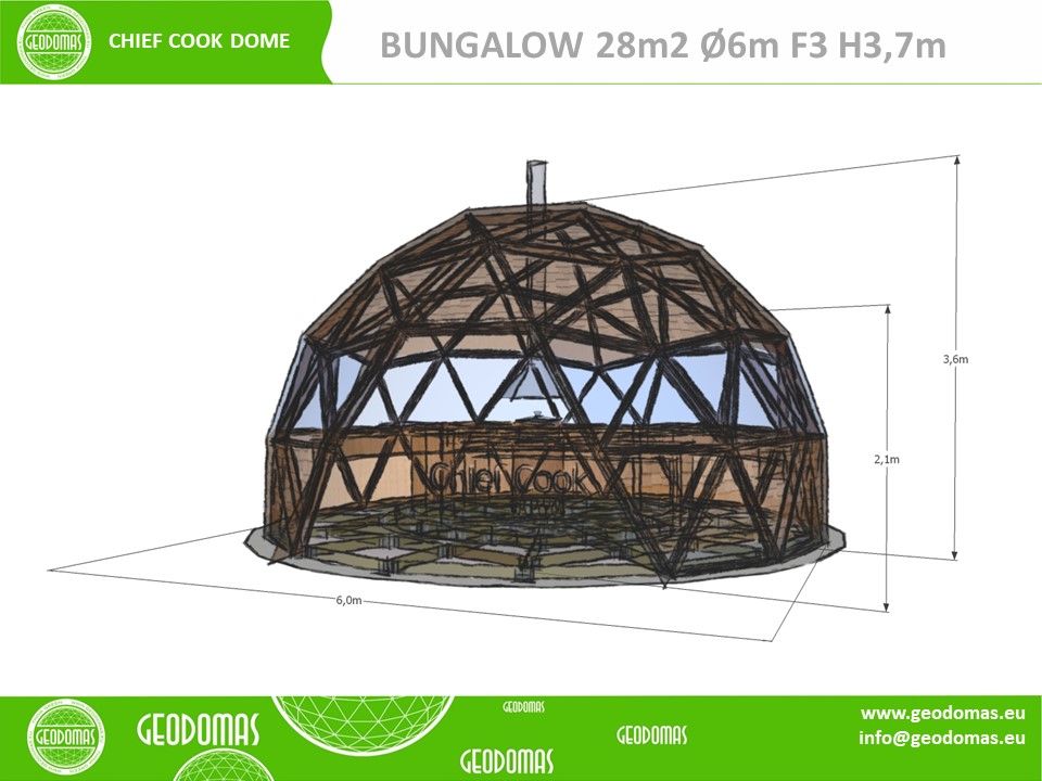 28m² BARBEQUE (BBQ) Grill Dome Ø6m F3 H3,5m | WOOD DOME